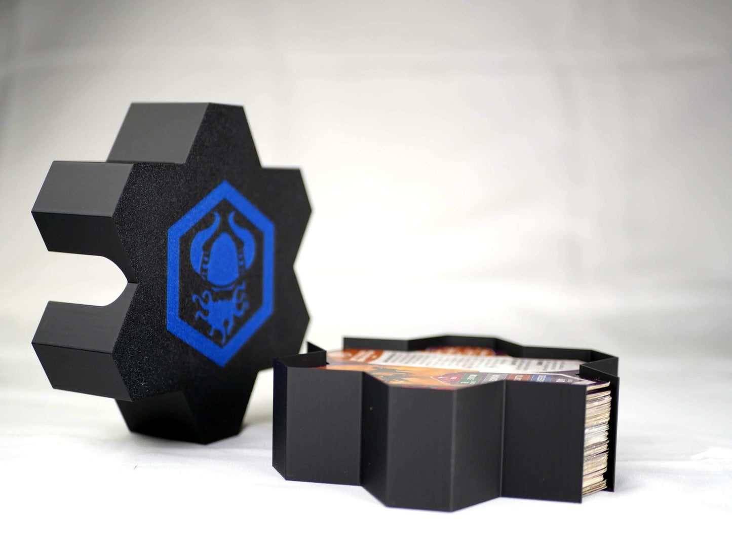 Hero Scape Unit Card Organizer | Protect Manage Heroes Squads | Paintable Miniature Board Game | Hex Bin Box Container Storage for Heroscape - Jandar (Blue) / 40mm Tall