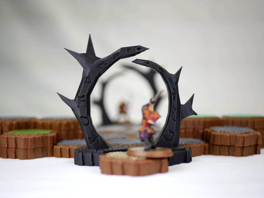 Hero Scape Obstacle Interactive Viking Portal | Tabletop Terrain Hex Pieces | Paintable Miniature Board | DnD Role Play Game Upgrade Tile - Grass/White