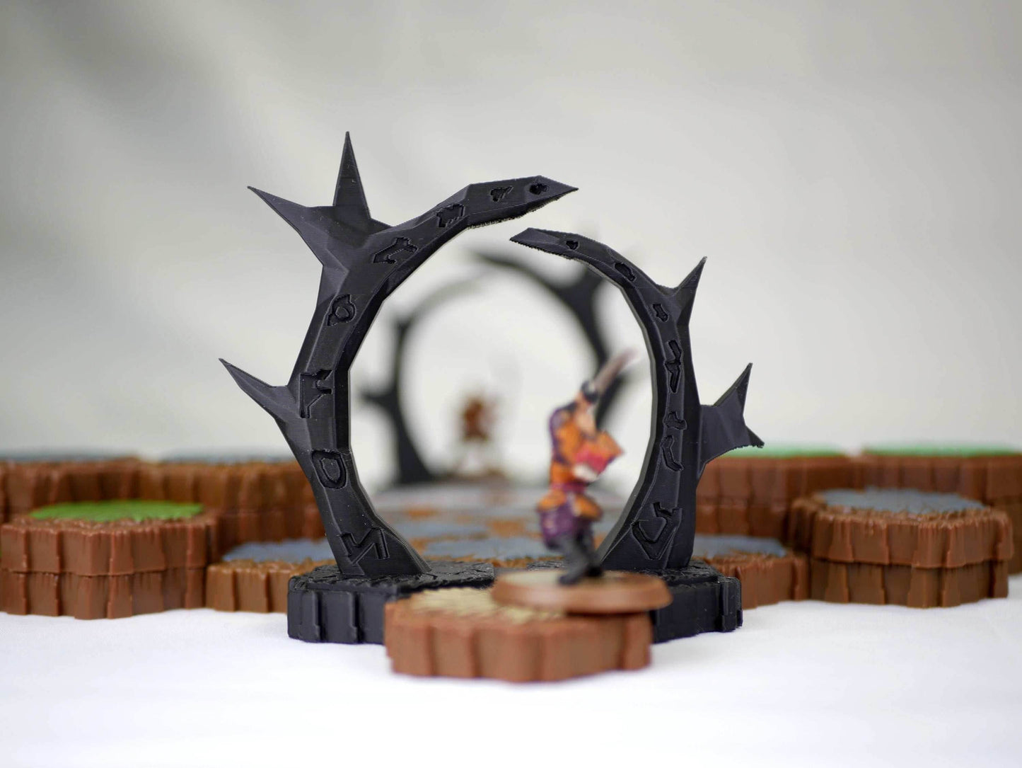 Hero Scape Obstacle Interactive Viking Portal | Tabletop Terrain Hex Pieces | Paintable Miniature Board | DnD Role Play Game Upgrade Tile - Grass/White