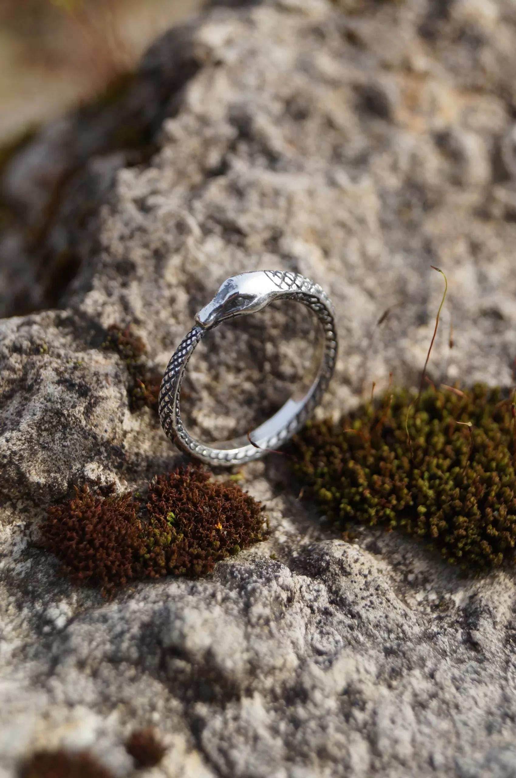Ouroboros Snake Silver Ring - 