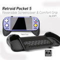 Felt Retroid Pocket 5 Grip 2-in-1 Reversible Screen Cover & Thick Comfort Grip Case with Felt Wrap Ergonomic RP 5 Handheld 2n1 Deluxe - Black