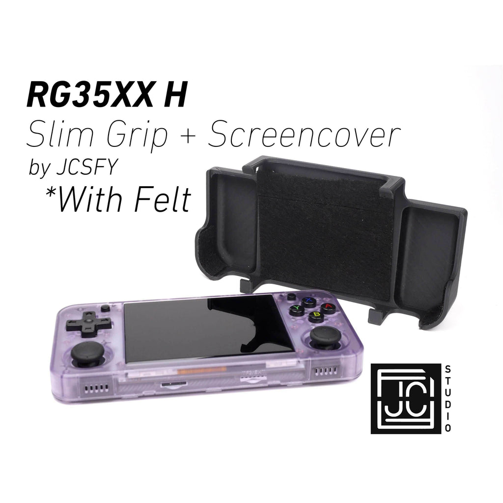 Felt Anbernic RG35XX-H Slim Grip 2-in-1 Reversible Screen Cover Slim Grip Case Felt Wrapped Ergonomic RG35X Handheld 2n1 RG35 Deluxe - Brown