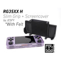Felt Anbernic RG35XX-H Slim Grip 2-in-1 Reversible Screen Cover Slim Grip Case Felt Wrapped Ergonomic RG35X Handheld 2n1 RG35 Deluxe - Brown