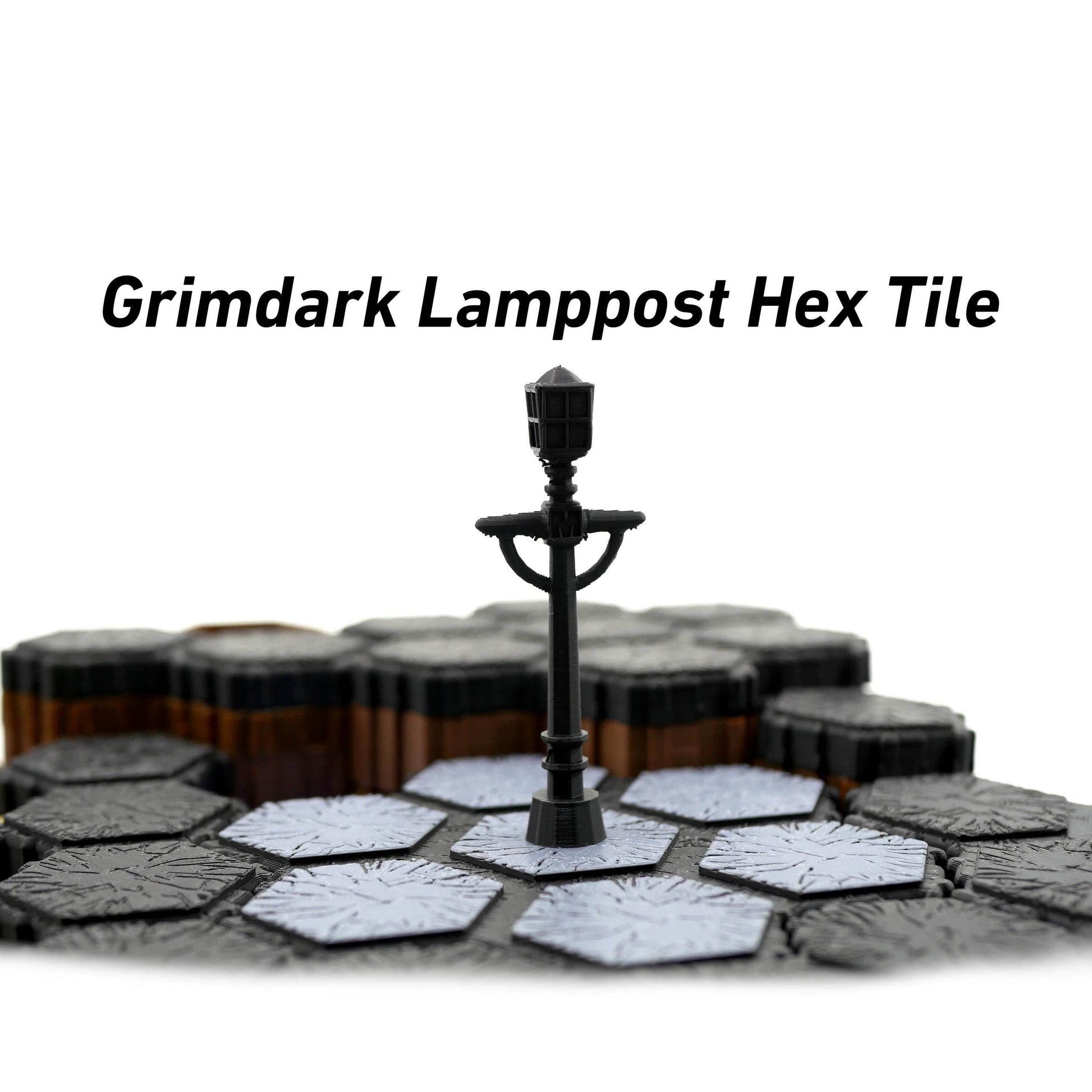 Grimdark Lamppost Hero Scape Seven Hex Obstacle | Tabletop Terrain Structure Piece | Miniature Board Game | DnD Role Play Game Upgrade Tile - 
