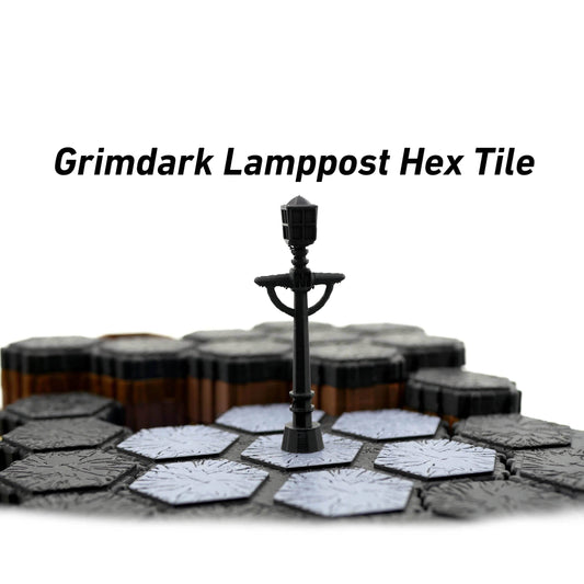 Grimdark Lamppost Hero Scape Seven Hex Obstacle | Tabletop Terrain Structure Piece | Miniature Board Game | DnD Role Play Game Upgrade Tile - 