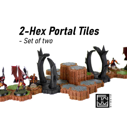 Hero Scape Obstacle Interactive Viking Portal | Tabletop Terrain Hex Pieces | Paintable Miniature Board | DnD Role Play Game Upgrade Tile - Grass/White