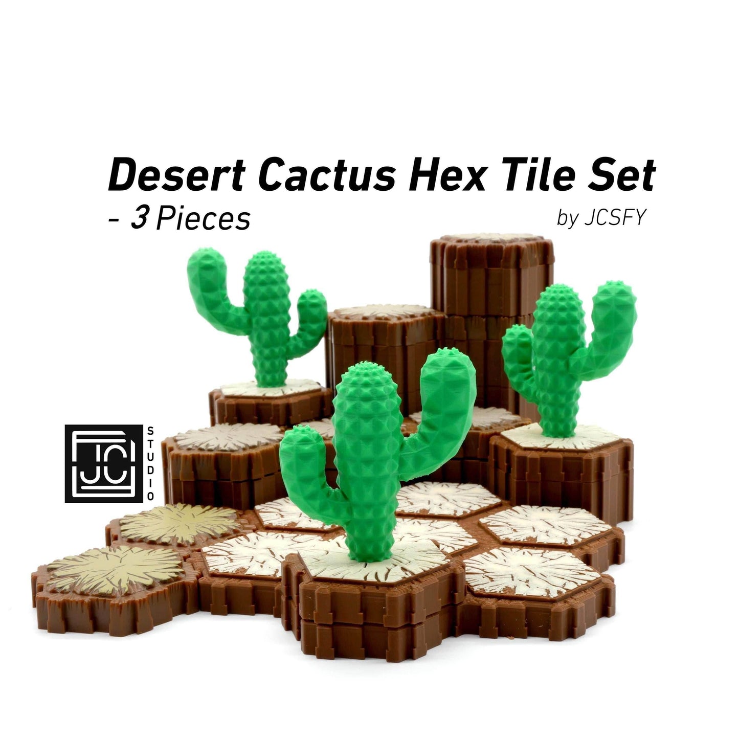 Desert Cactus Hero Scape Single Hex Obstacle | Tabletop Terrain Piece | Magic Miniature Board Game | DnD Role Play Game Upgrade Tile Kit - Black / 6 pack
