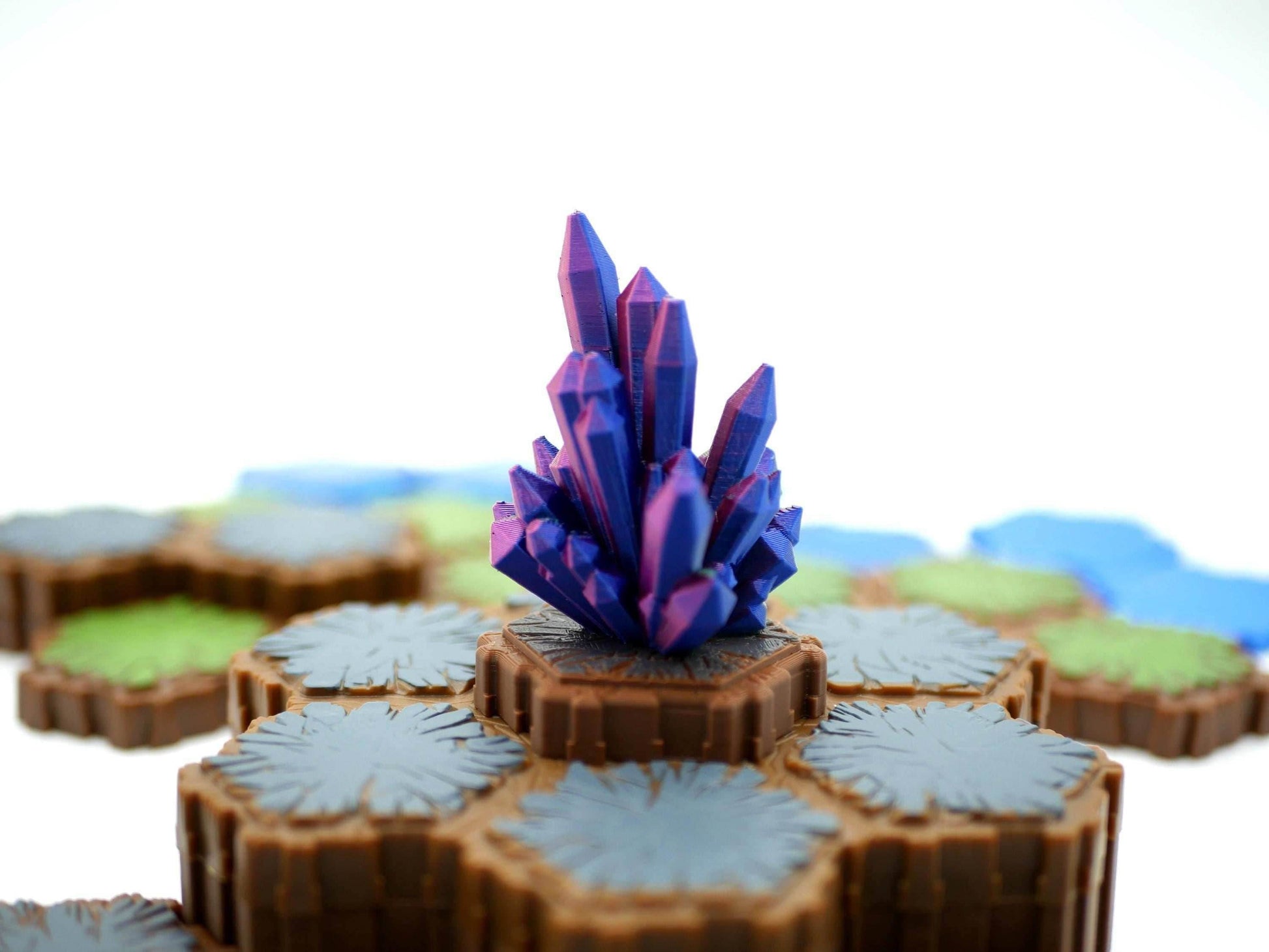 Crystals Hero Scape Single Hex Obstacle | Tabletop Terrain Hex Pieces | Paintable Miniature Board Game | DnD Role Play Game Upgrade Tile - 3 Crystal Outcrop