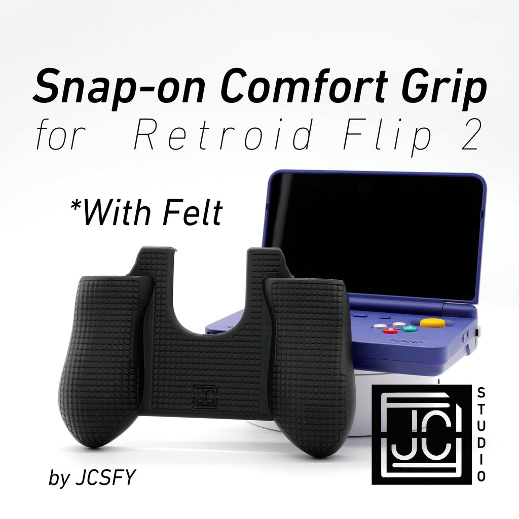 Felt Retroid Flip 2 Grip Snap-on Thick Comfort Grip Case with Felt Wrap Ergonomic RP Flip 2 Handheld Deluxe - Black
