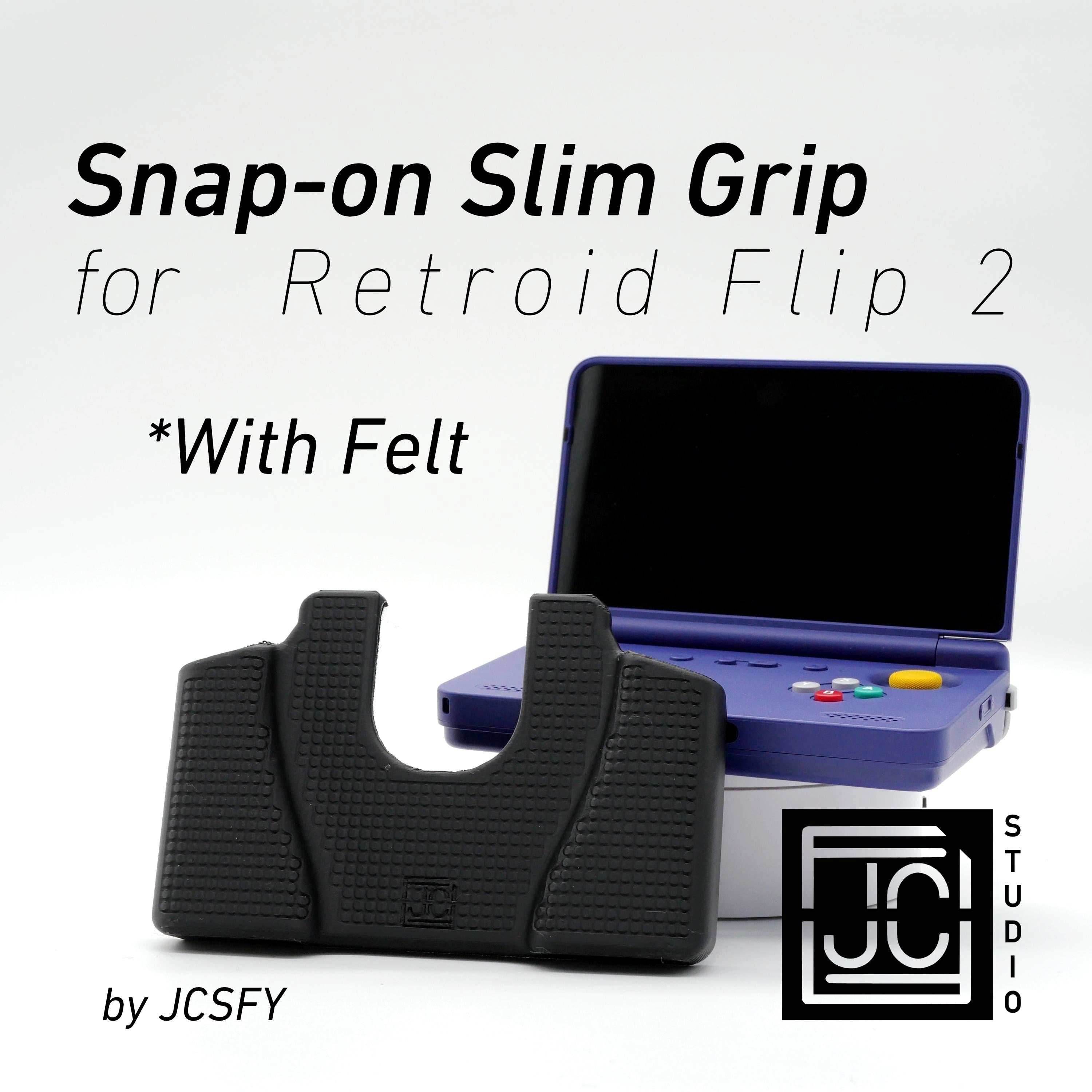 Felt Retroid Flip 2 Grip Snap-on Slim Comfort Grip Case with Felt Wrap Ergonomic RP Flip 2 Handheld Deluxe | Fits Official Flip 2 Carry Case - Light Blue