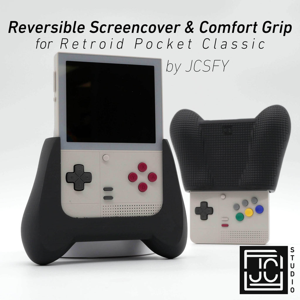 Retroid Pocket Classic Reversible Screen Cover Comfort Grip Felt Screen Protector | Gaming Handheld Protection with Textured Pattern - Black