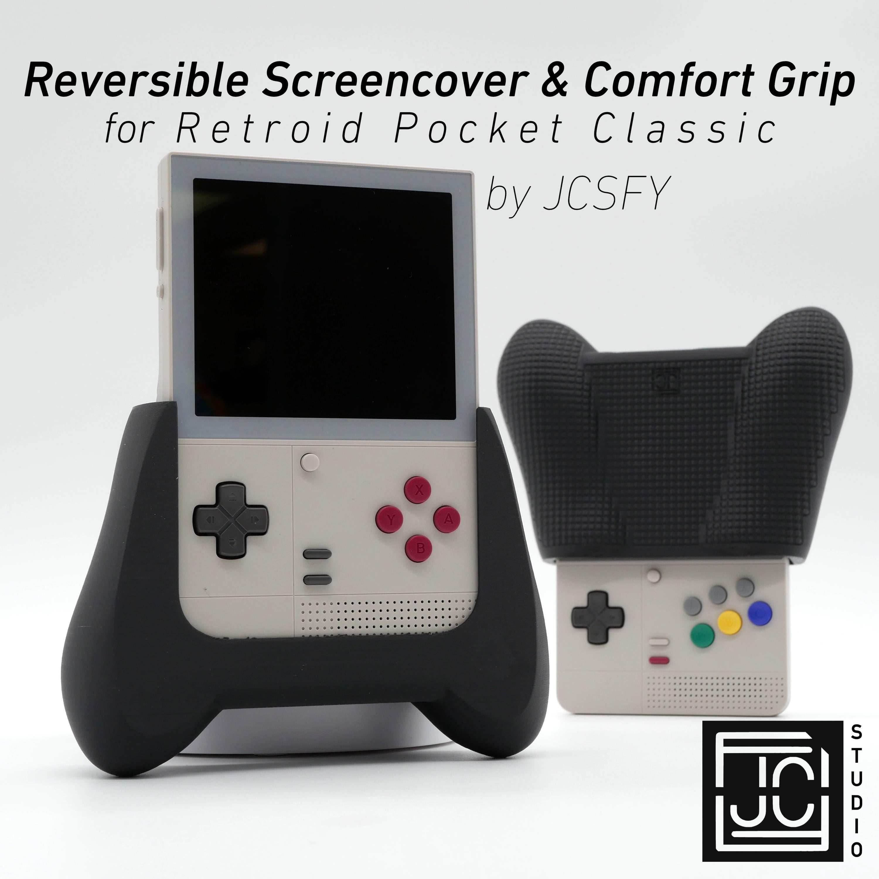 Retroid Pocket Classic Reversible Screen Cover Comfort Grip Felt Screen Protector | Gaming Handheld Protection with Textured Pattern - Black