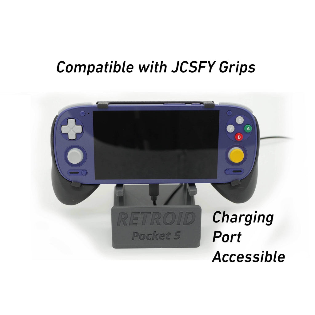 Display Stand for RP5 Retroid Pocket 5 with Charging Space | Dock Shelf Unit Gaming Retro Device Compatible with JCSFY Grips - Black