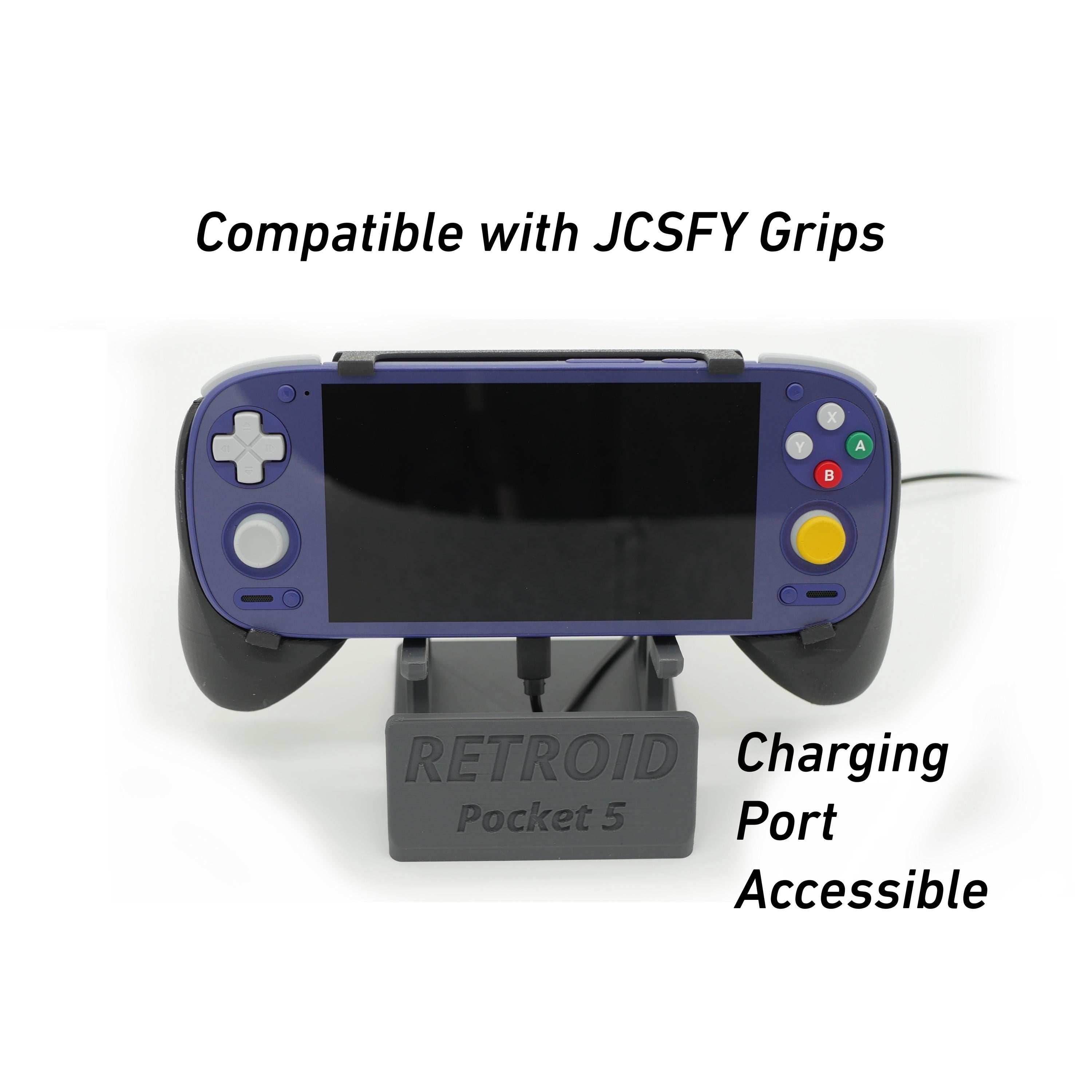 Display Stand for RP5 Retroid Pocket 5 with Charging Space | Dock Shelf Unit Gaming Retro Device Compatible with JCSFY Grips - Black