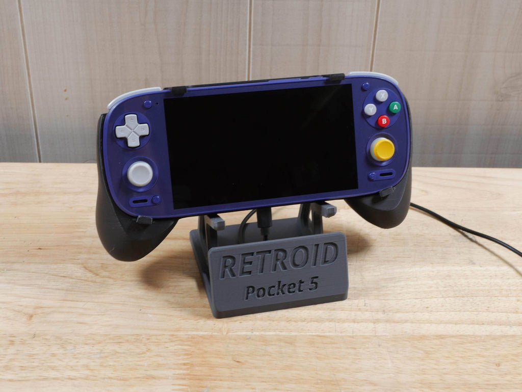 Display Stand for RP5 Retroid Pocket 5 with Charging Space | Dock Shelf Unit Gaming Retro Device Compatible with JCSFY Grips - Black
