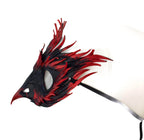 Layered Red Phoenix Handmade Genuine Leather Mask - 