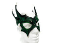 Green Dragon Crown Eye Mask - Handmade Genuine Leather - Masquerade, Halloween or Cosplay Costume - 