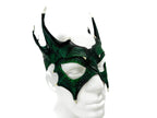 Green Dragon Crown Eye Mask - Handmade Genuine Leather - Masquerade, Halloween or Cosplay Costume - 