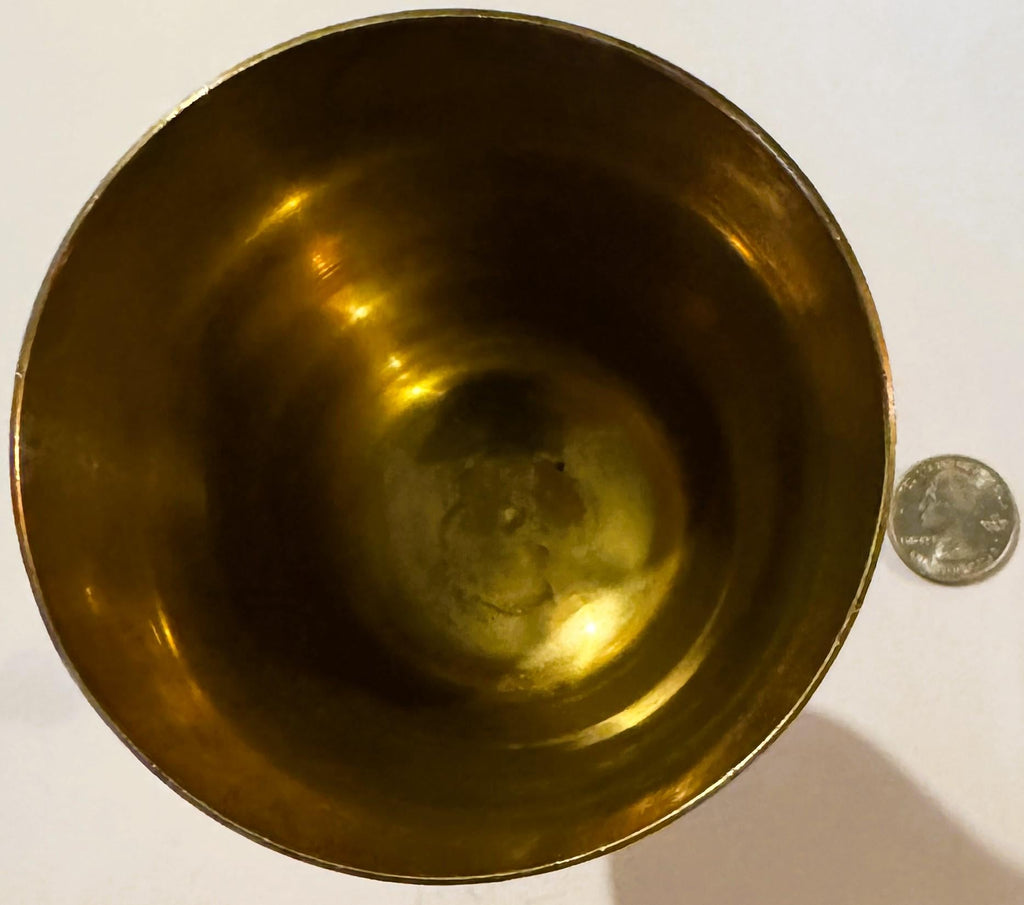 Exquisite Middle Eastern Brass Chalice with Floral Engravings
