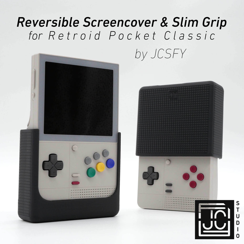 Retroid Pocket Classic Reversible Screen Cover Slim Chin Grip Felt Screen Protector | Gaming Handheld Protection with Fun Textured Pattern - White