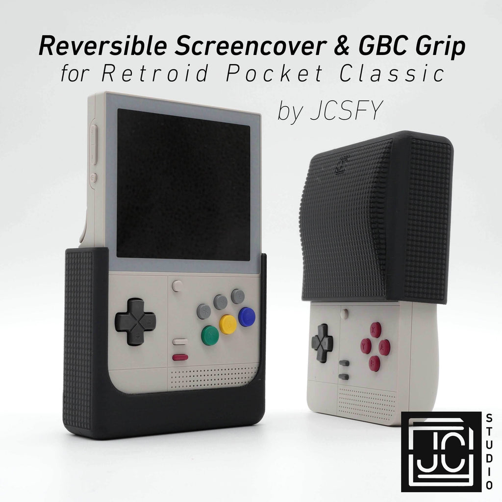 Retroid Pocket Classic Reversible Screen Cover GBC Chin Grip Felt Screen Protector | Gaming Handheld Protection with Fun Textured Pattern - Black