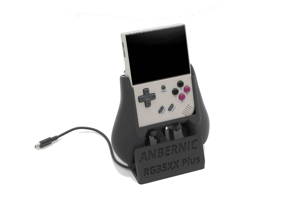 Display Stand for RG35XX Plus Anbernic 35XX with Charging Space | Dock Shelf Unit Gaming Retro Device Compatible with JCSFY Grips - Black