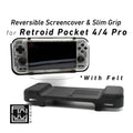 2-in-1 Grip for Retroid Pocket 4 / 4 Pro Reversible Screen Cover & Slim Comfort Grip Case with Felt Wrap Ergonomic RP4 Handheld 2n1 Deluxe - White
