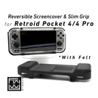 2-in-1 Grip for Retroid Pocket 4 / 4 Pro Reversible Screen Cover & Slim Comfort Grip Case with Felt Wrap Ergonomic RP4 Handheld 2n1 Deluxe - White