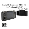 2-n-1 Grip for PowKiddy RGB10X Reversible Screen Cover Slim Grip Felt Screen Protector Gaming Handheld Protection with Fun Textured Pattern - White
