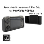 2-n-1 Grip for PowKiddy RGB10X Reversible Screen Cover Slim Grip Felt Screen Protector Gaming Handheld Protection with Fun Textured Pattern - White
