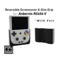 2-n-1 Grip for Anbernic RG406V Reversible Screen Cover Slim Chin Grip Felt Screen Protector Gaming Handheld Protection Fun Textured Pattern - White