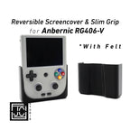 2-n-1 Grip for Anbernic RG406V Reversible Screen Cover Slim Chin Grip Felt Screen Protector Gaming Handheld Protection Fun Textured Pattern - White