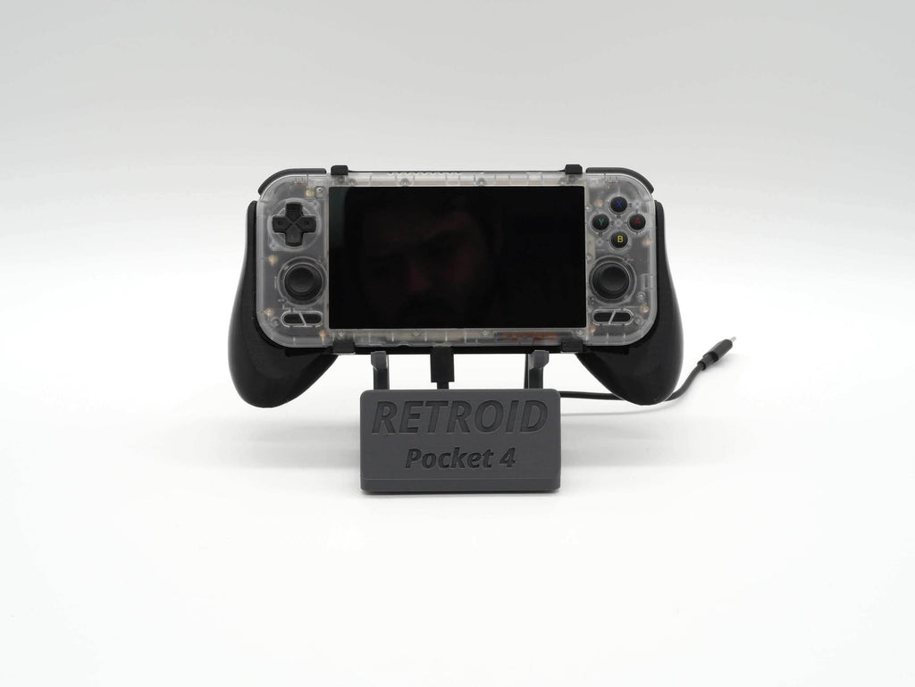 Display Stand for Retroid Pocket 4 / 4 Pro with Charging Space | Dock Shelf Unit Gaming Retro Device Compatible with JCSFY Grips - Black / Retroid Pocket 4