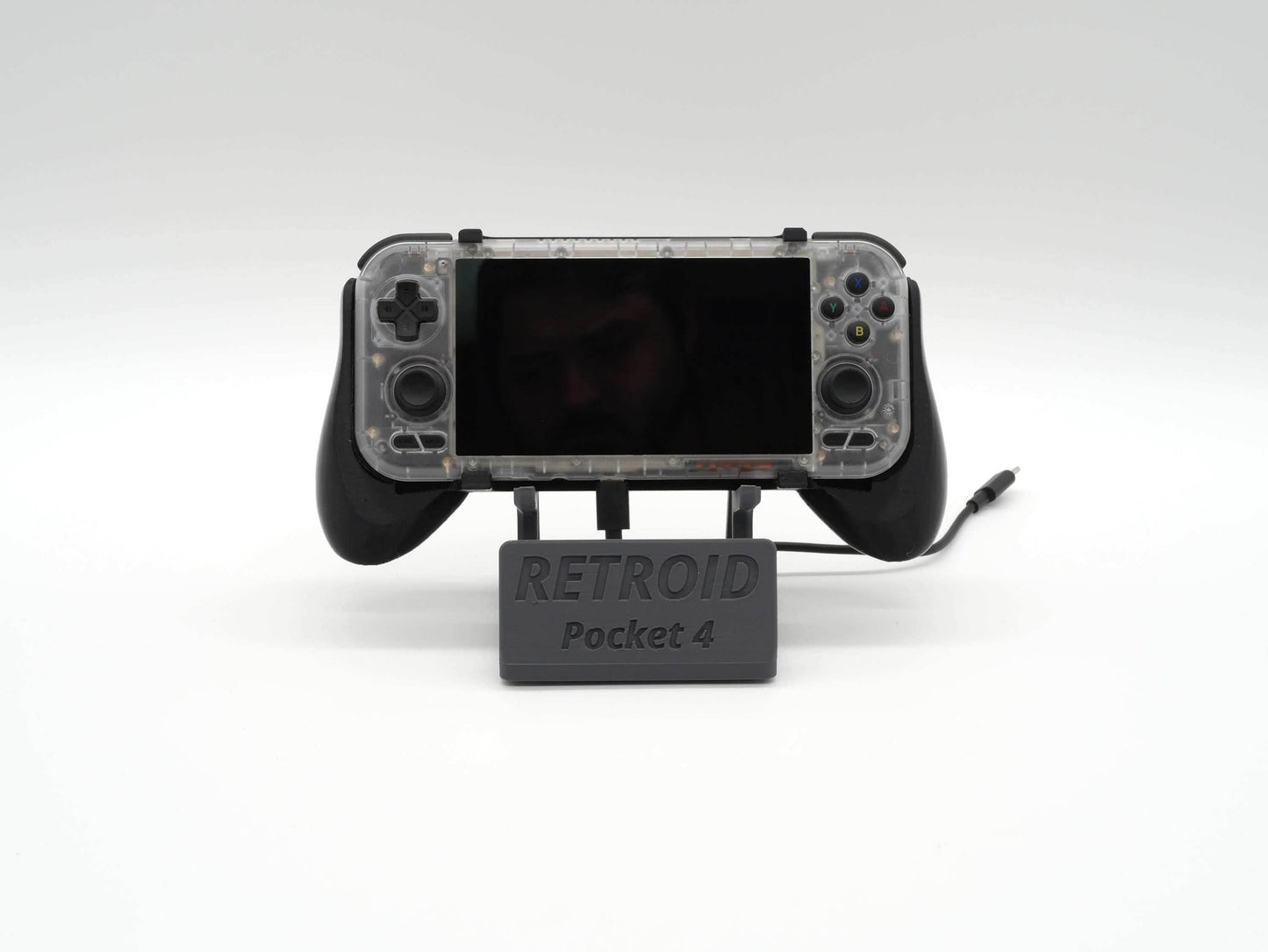 Display Stand for Retroid Pocket 4 / 4 Pro with Charging Space | Dock Shelf Unit Gaming Retro Device Compatible with JCSFY Grips - Black / Retroid Pocket 4