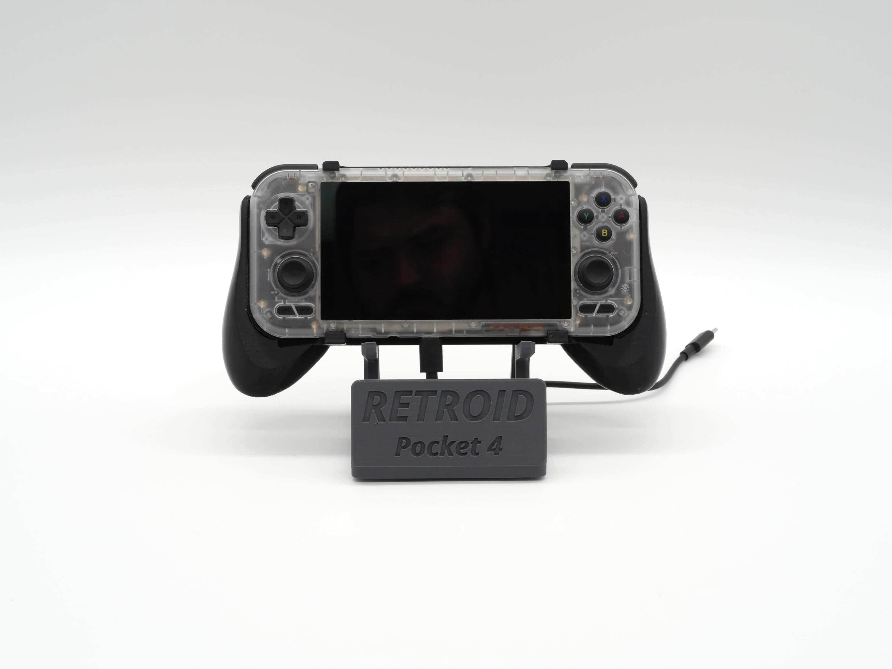 Display Stand for Retroid Pocket 4 / 4 Pro with Charging Space | Dock Shelf Unit Gaming Retro Device Compatible with JCSFY Grips - Black / Retroid Pocket 4