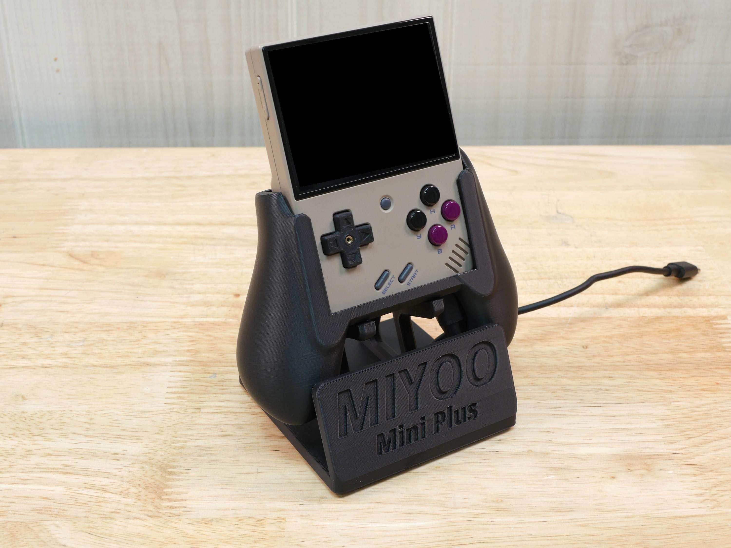 Display Stand for Miyoo Mini Plus MMP + with Charging Space | Dock Shelf Unit Gaming Retro Device Compatible with JCSFY Grips - Black