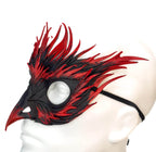 Layered Red Phoenix Handmade Genuine Leather Mask - 