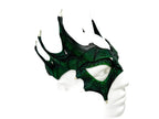 Green Dragon Crown Eye Mask - Handmade Genuine Leather - Masquerade, Halloween or Cosplay Costume - 