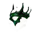 Green Dragon Crown Eye Mask - Handmade Genuine Leather - Masquerade, Halloween or Cosplay Costume - 