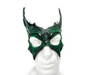 Green Dragon Crown Eye Mask - Handmade Genuine Leather - Masquerade, Halloween or Cosplay Costume - 
