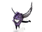 Handmade Genuine Leather Mask with Horns in Purple and White The Horned Beast - 