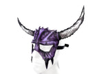 Handmade Genuine Leather Mask with Horns in Purple and White The Horned Beast - 