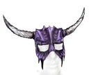Handmade Genuine Leather Mask with Horns in Purple and White The Horned Beast - 