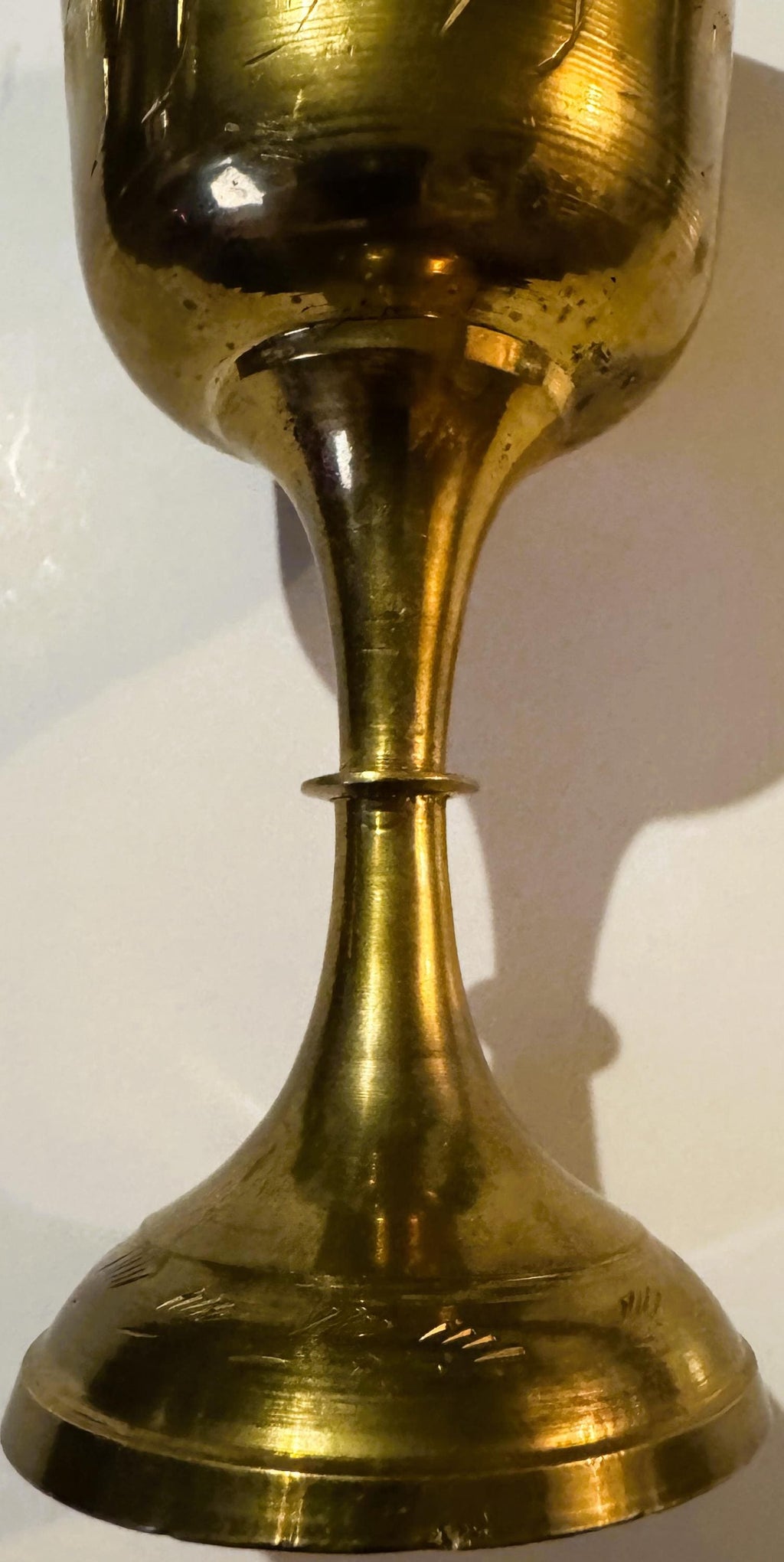 Exquisite Middle Eastern Brass Chalice with Floral Engravings
