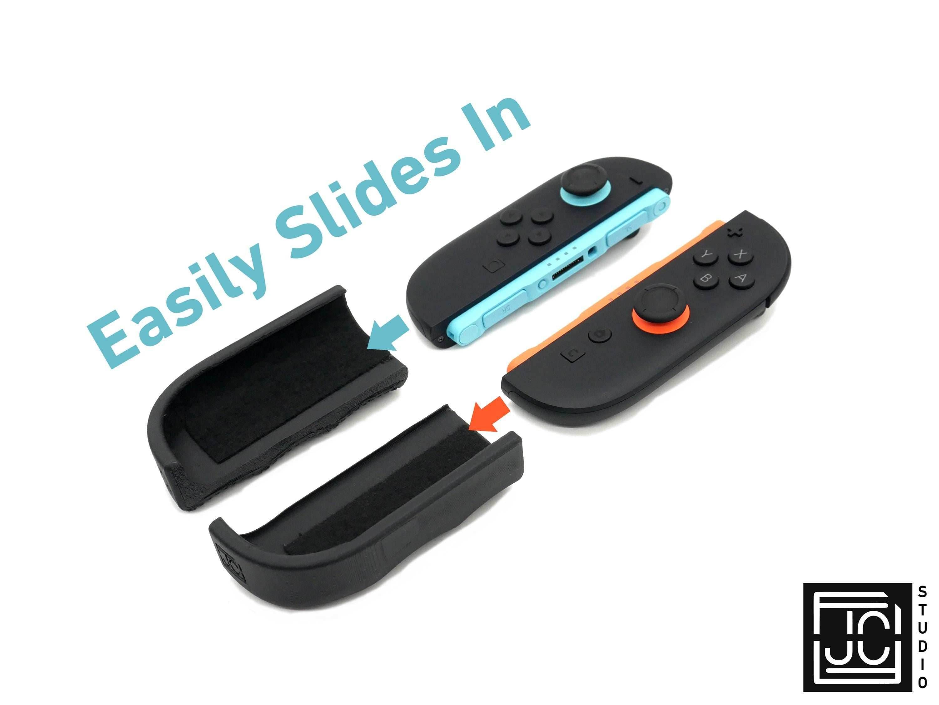Comfort Felt Grips for Nintendo Switch 2 Joy-Con 2 Slim and Thick Slide On Handles Fits in Dock | Ergonomics with Textured Pattern V2 - L-Blue | R-Coral / Slim Pair Only