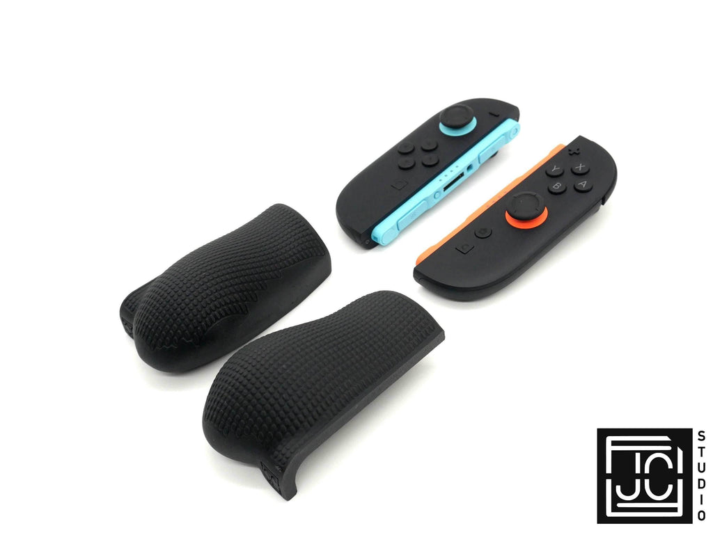 Comfort Felt Grips for Nintendo Switch 2 Joy-Con 2 Slim and Thick Slide On Handles Fits in Dock | Ergonomics with Textured Pattern V2 - L-Blue | R-Coral / Slim Pair Only