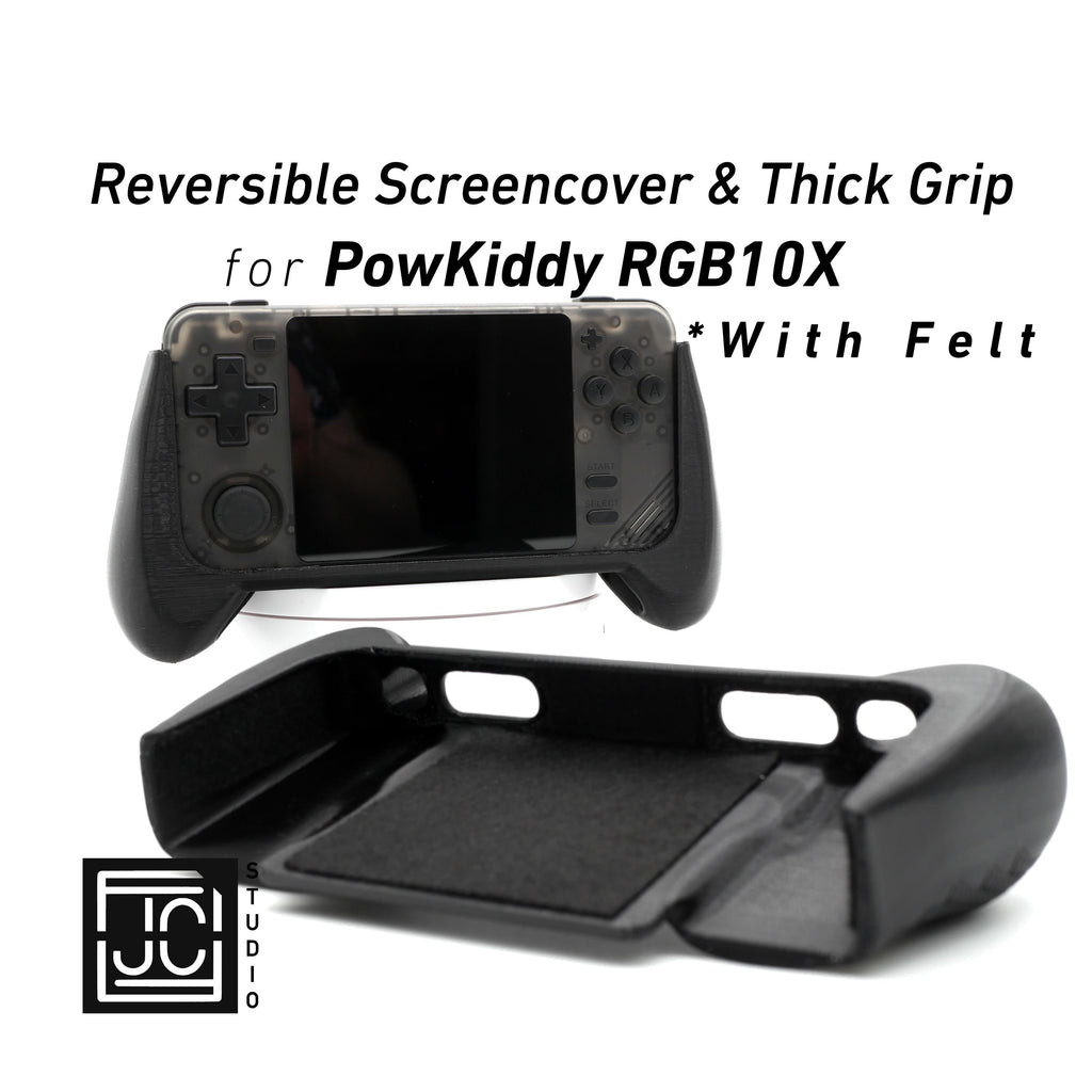 2-n-1 Grip for PowKiddy RGB10X Reversible Screen Cover Comfort Grip Felt Screen Protector | Gaming Handheld Protection with Textured Pattern