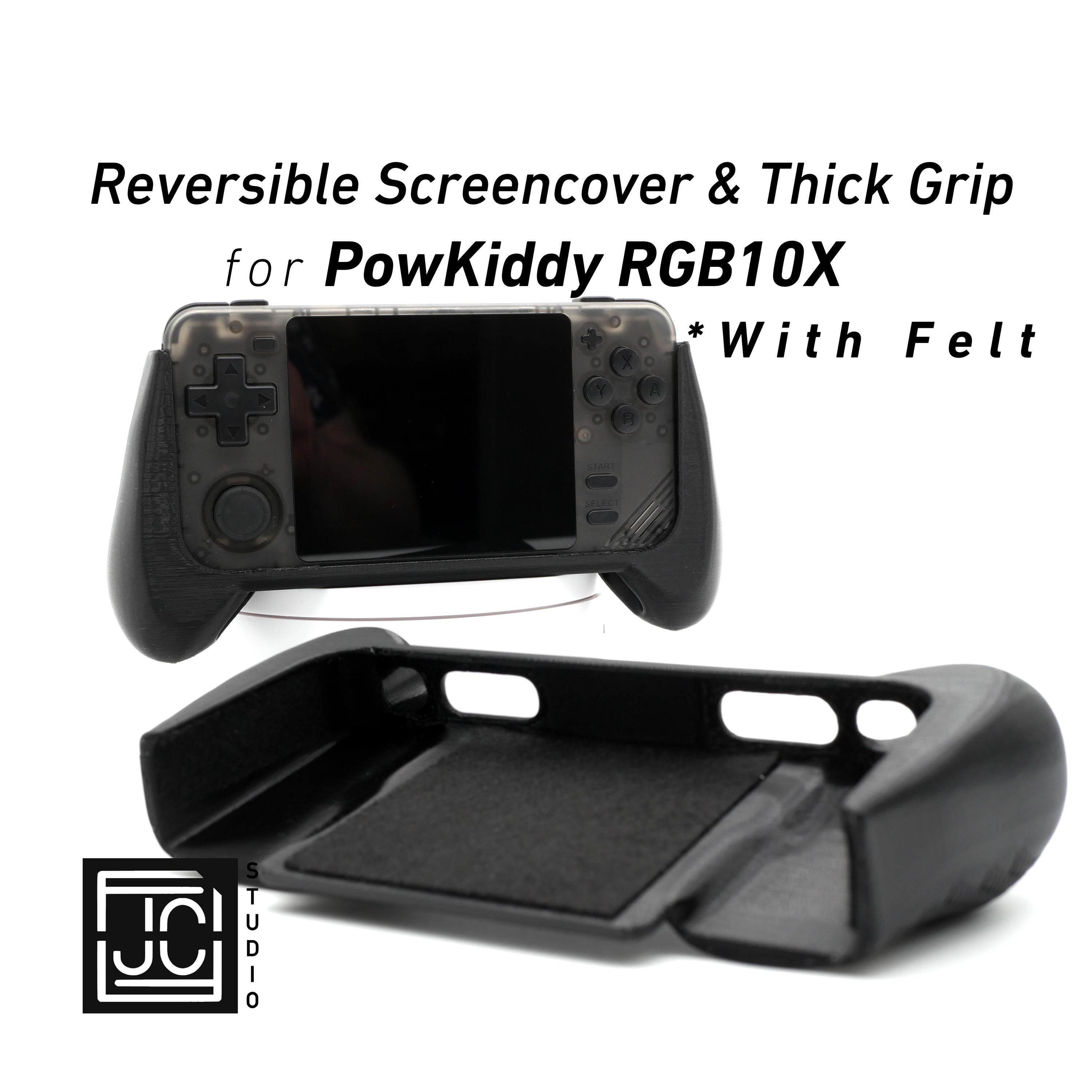 2-n-1 Grip for PowKiddy RGB10X Reversible Screen Cover Comfort Grip Felt Screen Protector | Gaming Handheld Protection with Textured Pattern