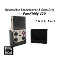2-n-1 Grip for PowKiddy V20 Reversible Screen Cover Slim Chin Grip Felt Screen Protector Gaming Handheld Protection Fun Textured Pattern - White