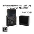 2-n-1 Grip for Anbernic RG353VS Reversible Screen Cover Slim Chin Grip Felt Screen Protector Gaming Handheld Protection Fun Textured Pattern - White